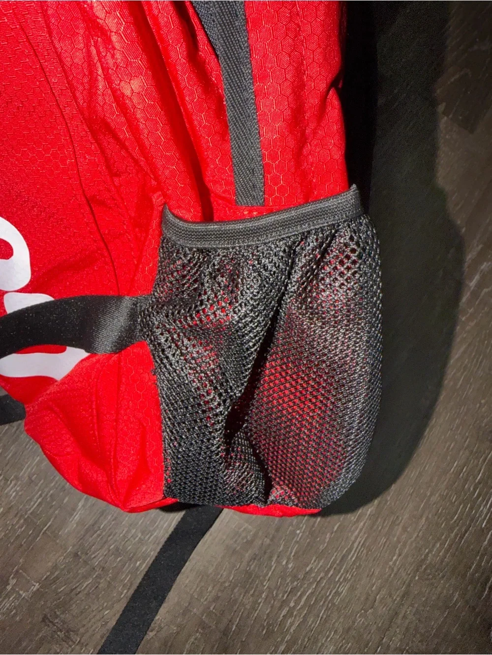 Red Logo-Print Backpack with Mesh Pockets - Men's Daypack